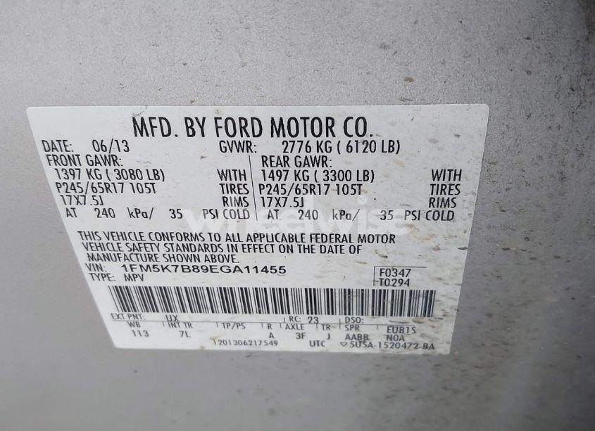 Photo 9 of 2014 Ford Explorer (VIN 1FM5K7B89EGA11455)