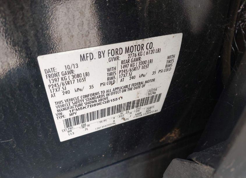 Photo 9 of 2014 Ford Explorer (VIN 1FM5K7B89EGB15511)