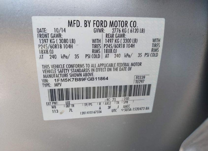 Photo 9 of 2015 Ford Explorer (VIN 1FM5K7B89FGB11864)