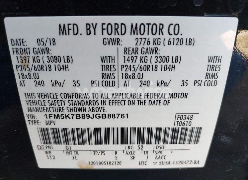 Photo 9 of 2018 Ford Explorer (VIN 1FM5K7B89JGB88761)