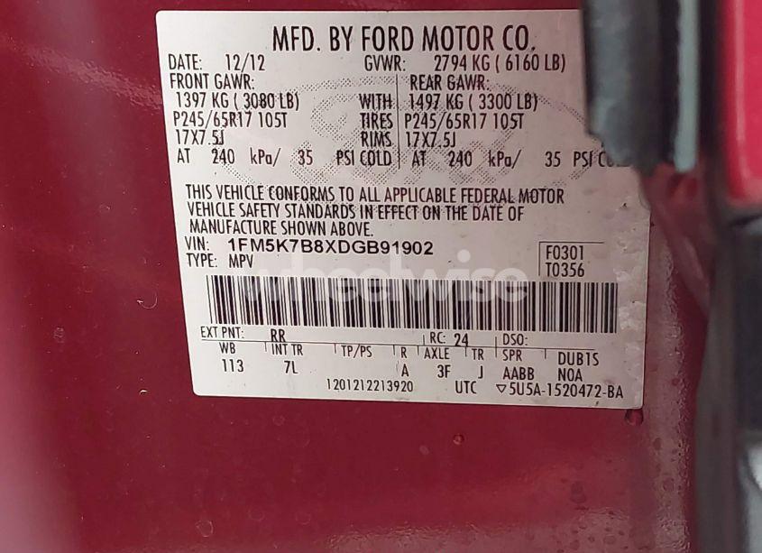 Photo 9 of 2013 Ford Explorer (VIN 1FM5K7B8XDGB91902)