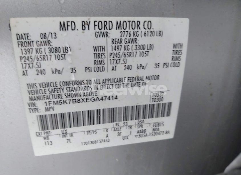 Photo 9 of 2014 Ford Explorer (VIN 1FM5K7B8XEGA47414)