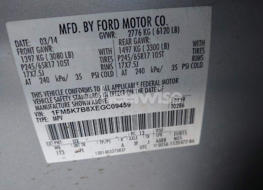 Photo 9 of 2014 Ford Explorer (VIN 1FM5K7B8XEGC09459)