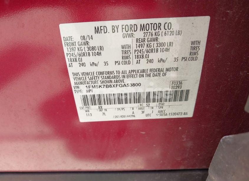 Photo 9 of 2015 Ford Explorer (VIN 1FM5K7B8XFGA53800)