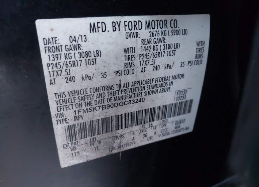 Photo 9 of 2013 Ford Explorer (VIN 1FM5K7B90DGC83240)