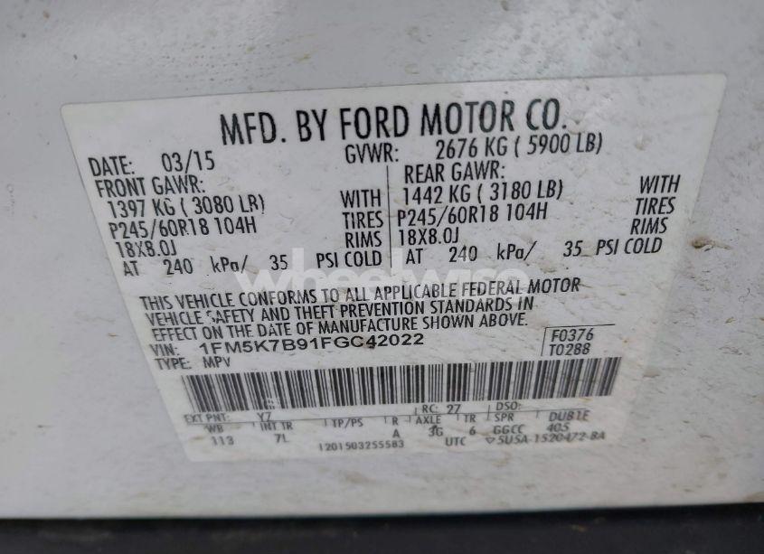 Photo 9 of 2015 Ford Explorer (VIN 1FM5K7B91FGC42022)