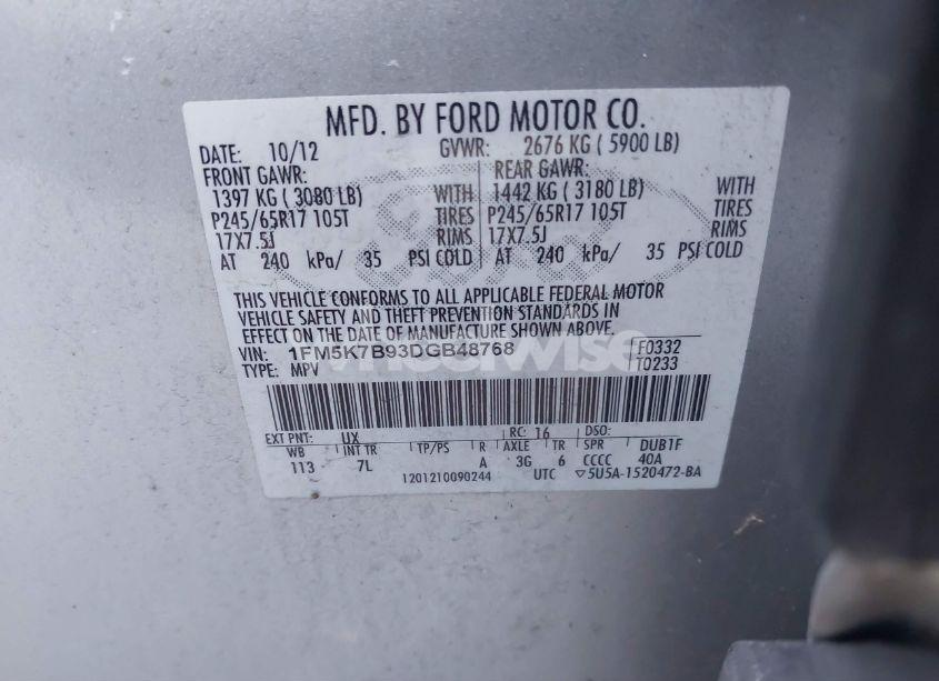 Photo 9 of 2013 Ford Explorer (VIN 1FM5K7B93DGB48768)