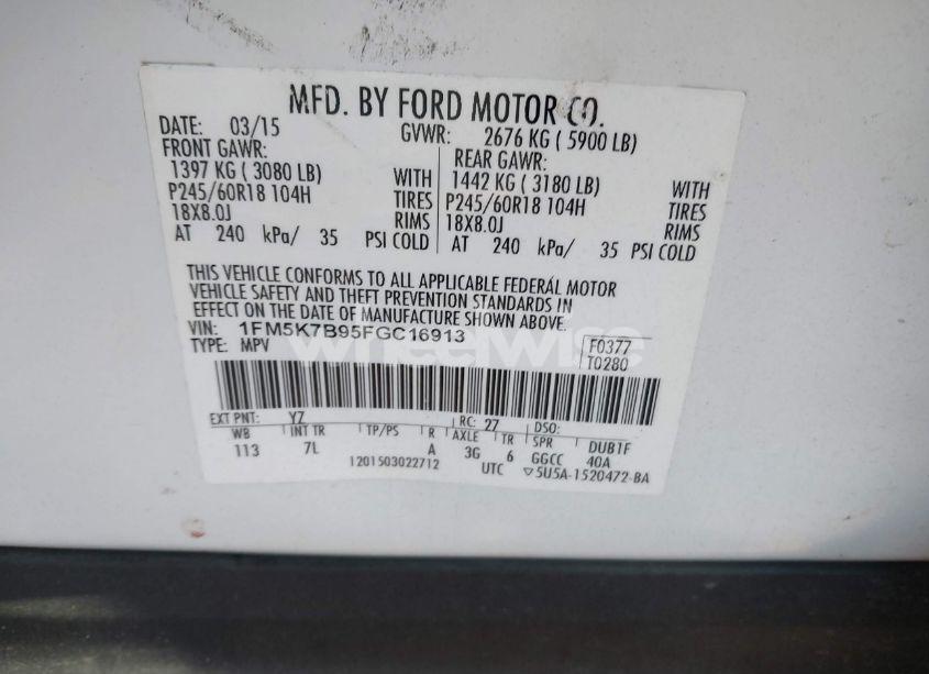 Photo 9 of 2015 Ford Explorer (VIN 1FM5K7B95FGC16913)