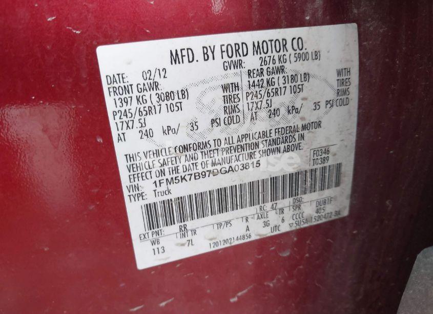 Photo 9 of 2013 Ford Explorer (VIN 1FM5K7B97DGA03815)