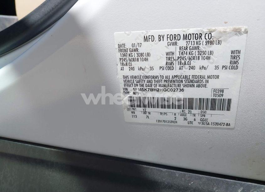 Photo 9 of 2017 Ford Explorer (VIN 1FM5K7BH2HGC02736)