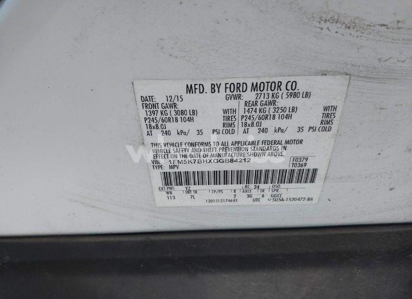 Photo 9 of 2016 Ford Explorer (VIN 1FM5K7BHXGGB84212)