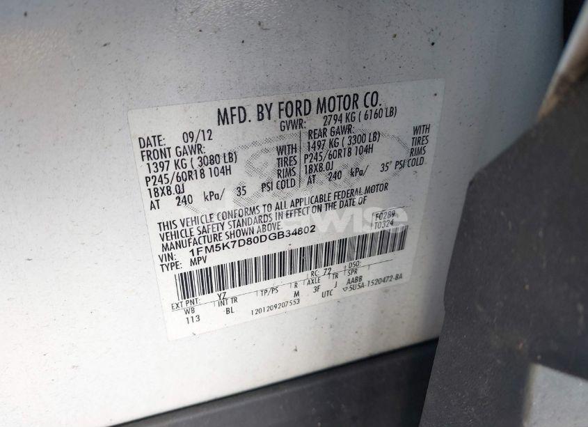 Photo 9 of 2013 Ford Explorer XLT (VIN 1FM5K7D80DGB34802)