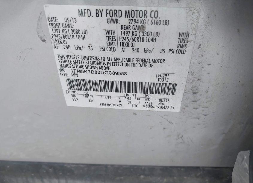 Photo 9 of 2013 Ford Explorer XLT (VIN 1FM5K7D80DGC89558)