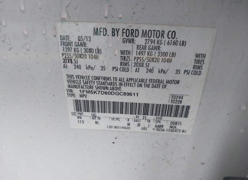 Photo 9 of 2013 Ford Explorer XLT (VIN 1FM5K7D80DGC89611)