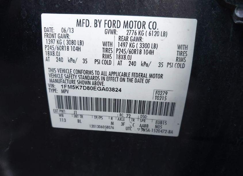 Photo 9 of 2014 Ford Explorer XLT (VIN 1FM5K7D80EGA03824)