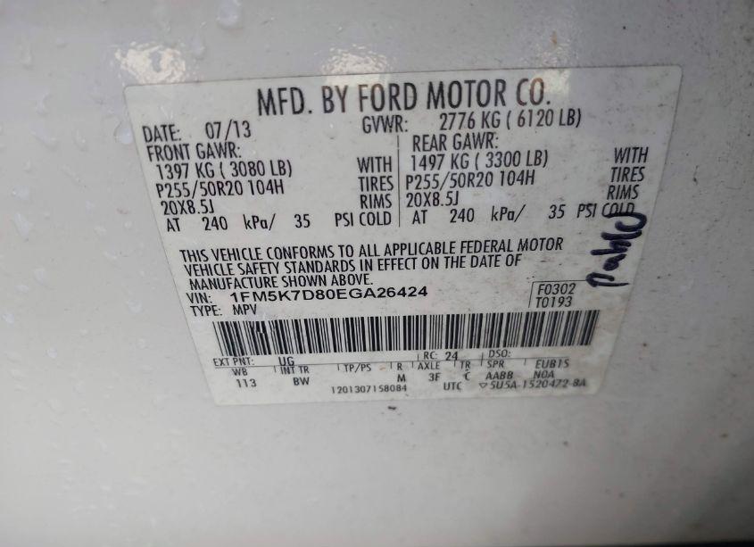 Photo 9 of 2014 Ford Explorer XLT (VIN 1FM5K7D80EGA26424)