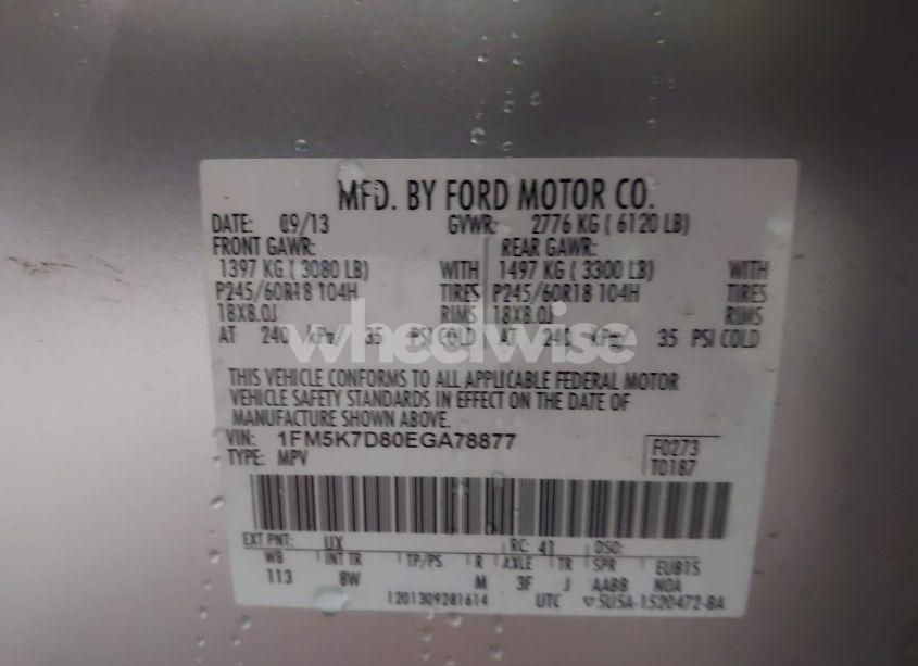 Photo 9 of 2014 Ford Explorer XLT (VIN 1FM5K7D80EGA78877)