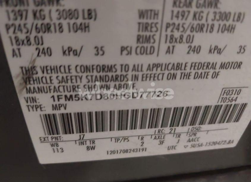 Photo 9 of 2017 Ford Explorer XLT (VIN 1FM5K7D80HGD77726)