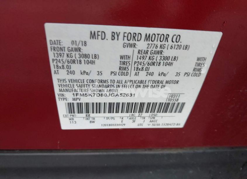 Photo 9 of 2018 Ford Explorer XLT (VIN 1FM5K7D80JGA52631)