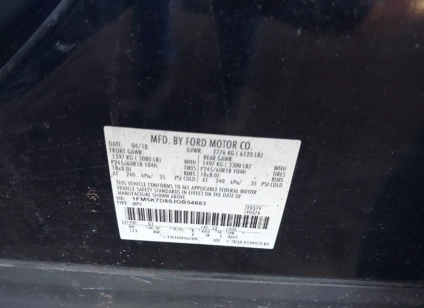 Photo 9 of 2018 Ford Explorer XLT (VIN 1FM5K7D80JGB54883)