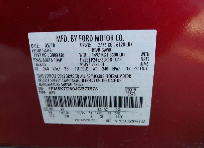 Photo 9 of 2018 Ford Explorer XLT (VIN 1FM5K7D80JGB77578)