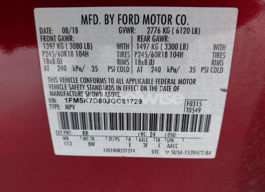 Photo 9 of 2018 Ford Explorer XLT (VIN 1FM5K7D80JGC81729)