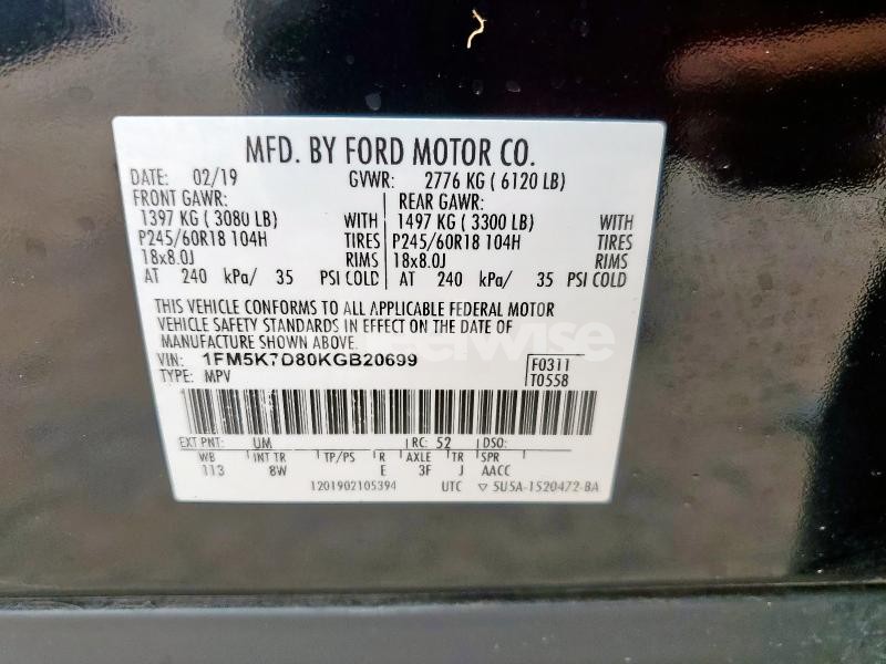 Photo 7 of 2019 FORD EXPLORER XLT (VIN 1FM5K7D80KGB20699)