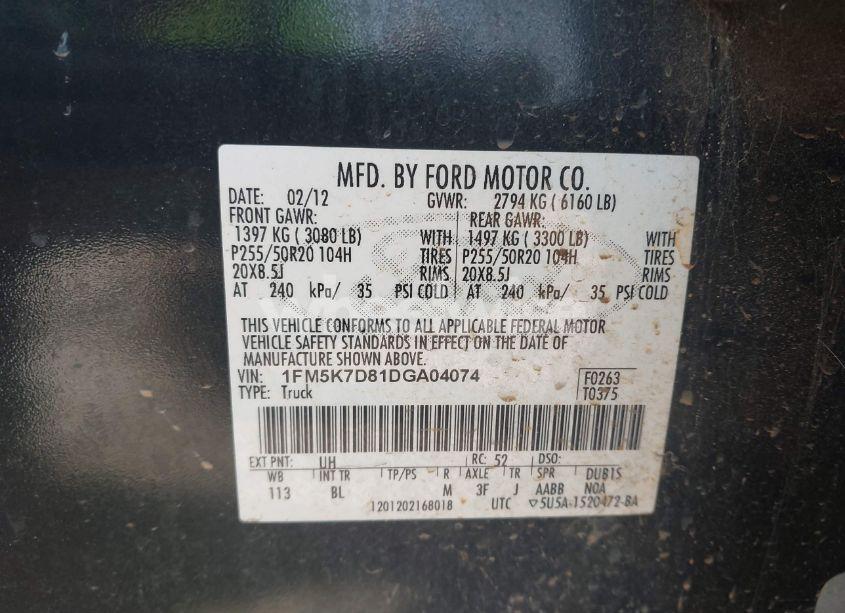 Photo 9 of 2013 Ford Explorer XLT (VIN 1FM5K7D81DGA04074)