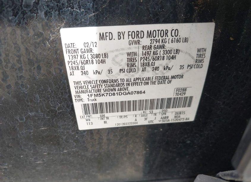 Photo 9 of 2013 Ford Explorer XLT (VIN 1FM5K7D81DGA07864)