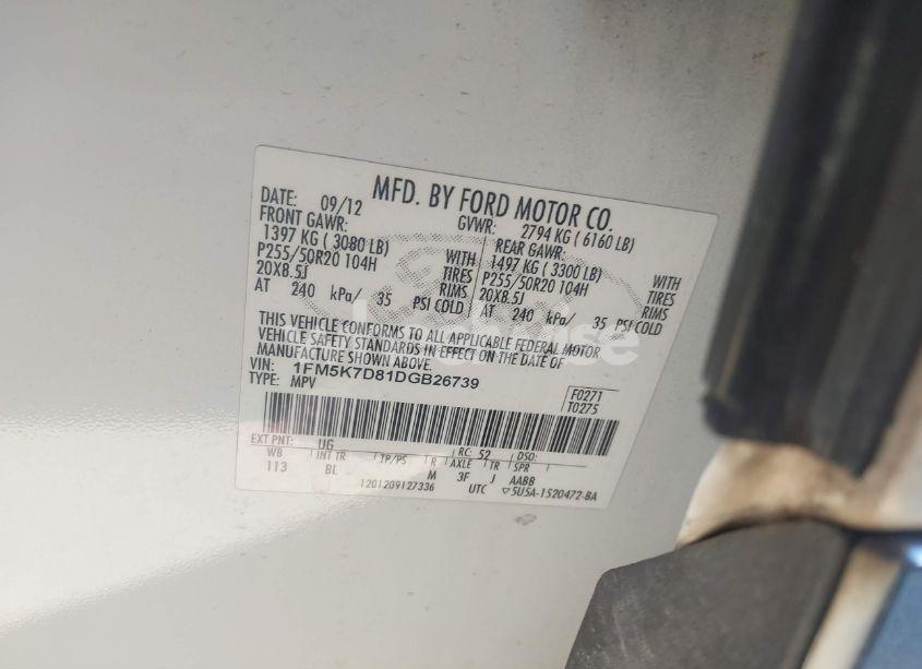 Photo 9 of 2013 Ford Explorer XLT (VIN 1FM5K7D81DGB26739)