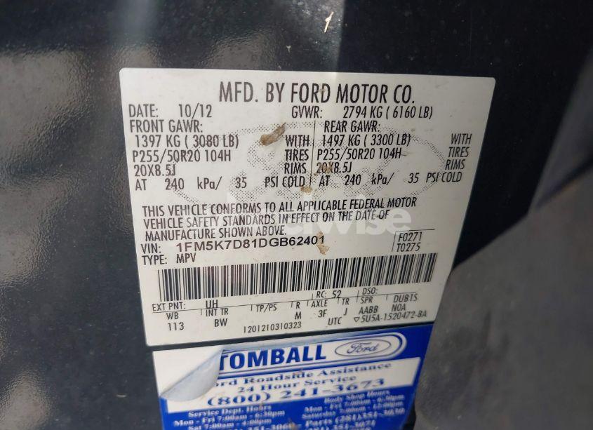 Photo 9 of 2013 Ford Explorer XLT (VIN 1FM5K7D81DGB62401)