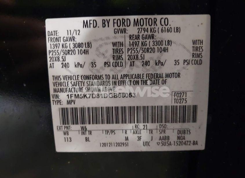 Photo 9 of 2013 Ford Explorer XLT (VIN 1FM5K7D81DGB68053)