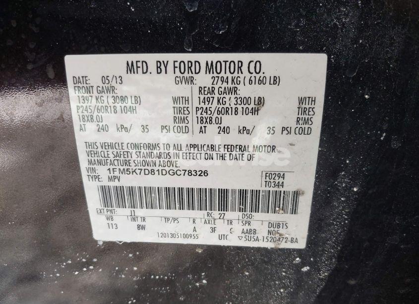 Photo 9 of 2013 Ford Explorer XLT (VIN 1FM5K7D81DGC78326)