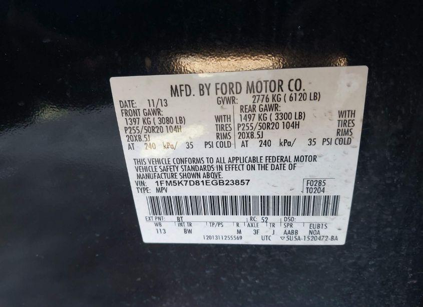 Photo 9 of 2014 Ford Explorer XLT (VIN 1FM5K7D81EGB23857)