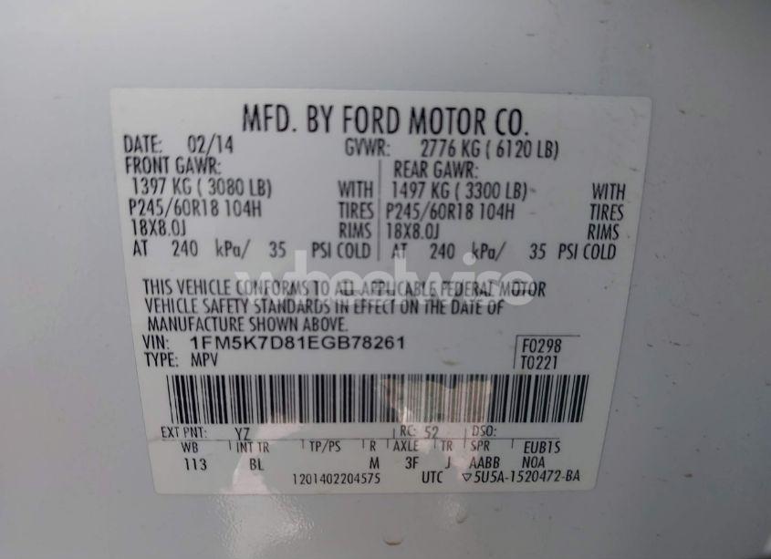 Photo 9 of 2014 Ford Explorer XLT (VIN 1FM5K7D81EGB78261)