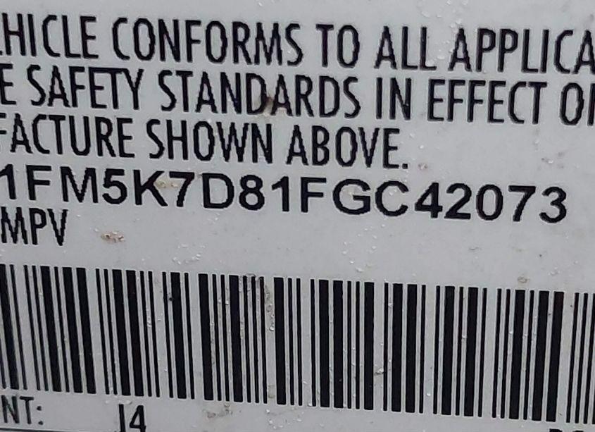 Photo 9 of 2015 Ford Explorer XLT (VIN 1FM5K7D81FGC42073)