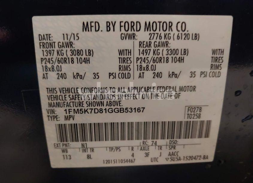 Photo 9 of 2016 Ford Explorer XLT (VIN 1FM5K7D81GGB53167)