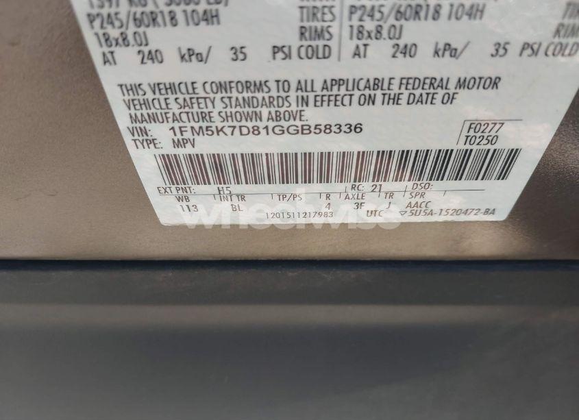 Photo 9 of 2016 Ford Explorer XLT (VIN 1FM5K7D81GGB58336)