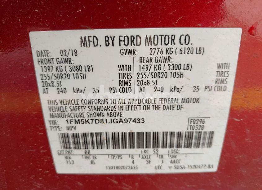 Photo 9 of 2018 Ford Explorer XLT (VIN 1FM5K7D81JGA97433)