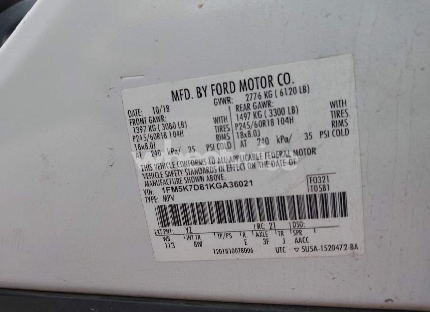 Photo 9 of 2019 Ford Explorer XLT (VIN 1FM5K7D81KGA36021)