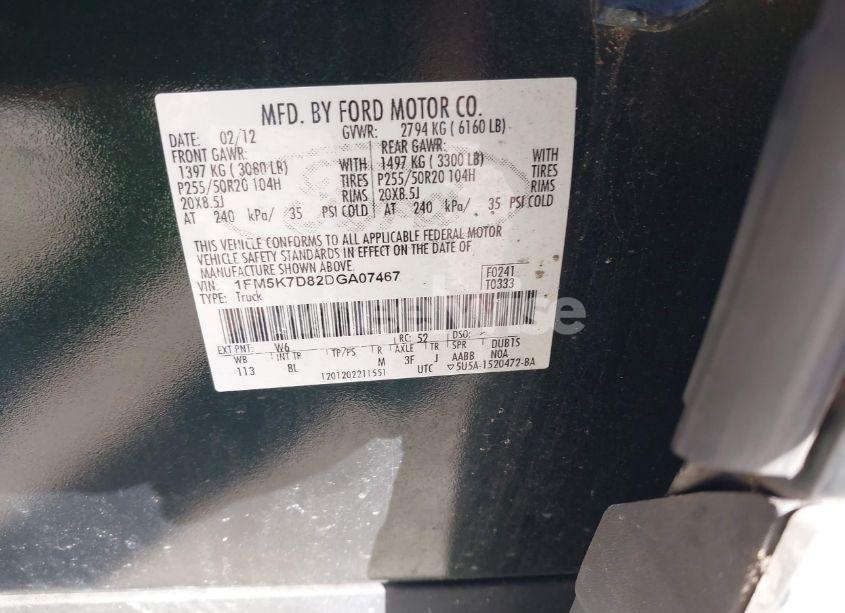 Photo 9 of 2013 Ford Explorer XLT (VIN 1FM5K7D82DGA07467)