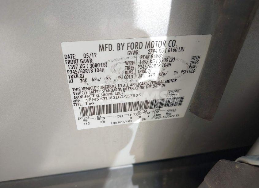 Photo 9 of 2013 Ford Explorer XLT (VIN 1FM5K7D82DGA57835)