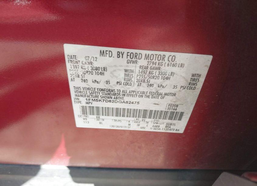 Photo 9 of 2013 Ford Explorer XLT (VIN 1FM5K7D82DGA82475)