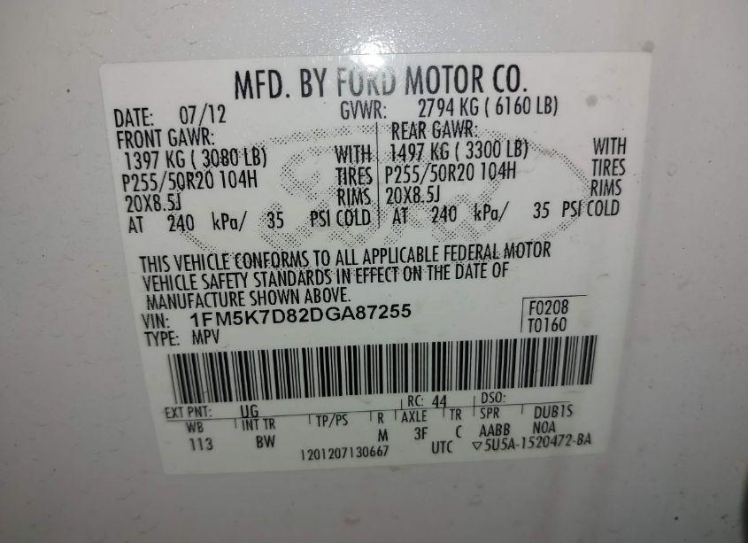 Photo 9 of 2013 Ford Explorer XLT (VIN 1FM5K7D82DGA87255)