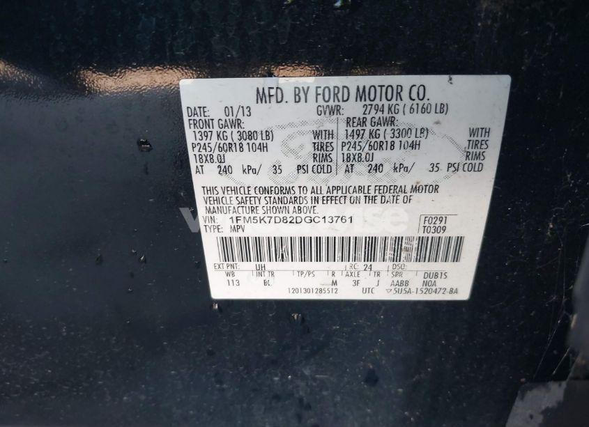 Photo 9 of 2013 Ford Explorer XLT (VIN 1FM5K7D82DGC13761)