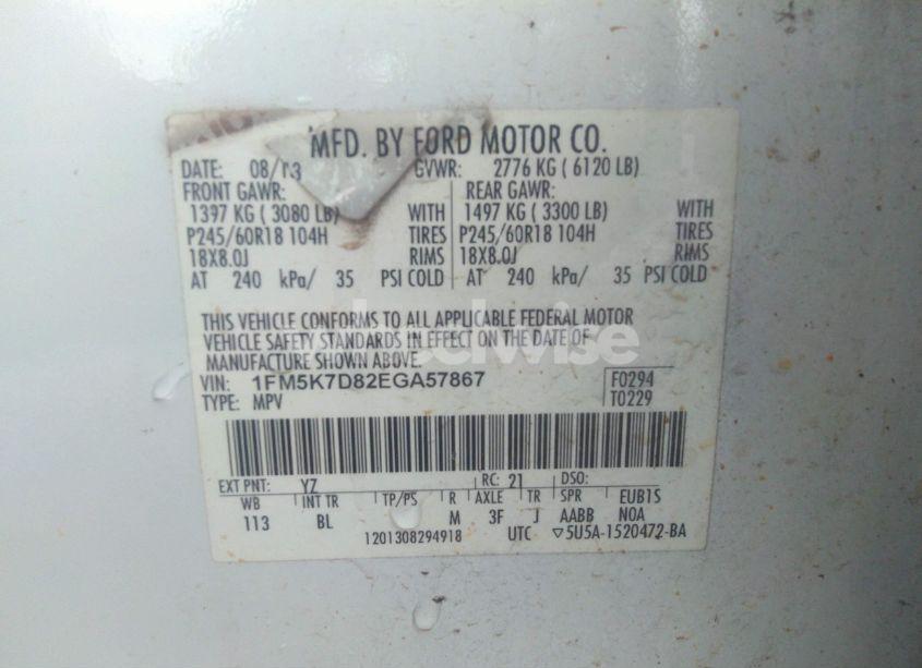 Photo 9 of 2014 Ford Explorer XLT (VIN 1FM5K7D82EGA57867)