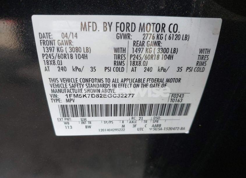 Photo 9 of 2014 Ford Explorer XLT (VIN 1FM5K7D82EGC32277)