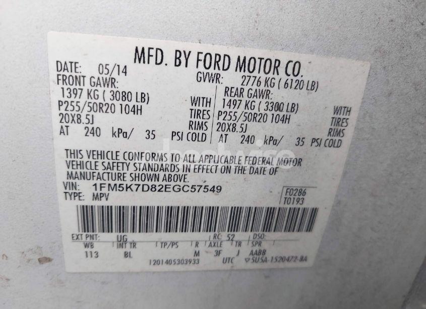 Photo 9 of 2014 Ford Explorer XLT (VIN 1FM5K7D82EGC57549)