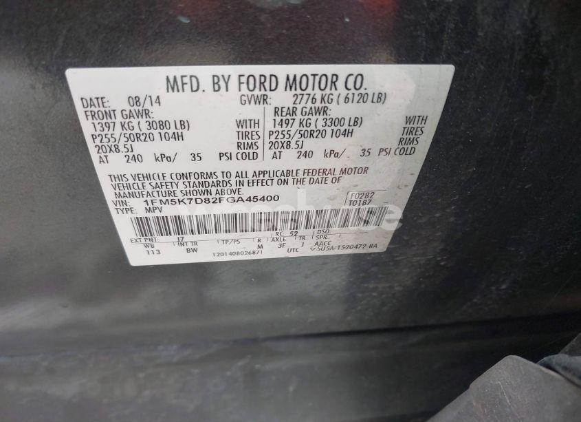 Photo 9 of 2015 Ford Explorer XLT (VIN 1FM5K7D82FGA45400)