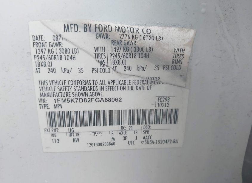 Photo 9 of 2015 Ford Explorer XLT (VIN 1FM5K7D82FGA68062)